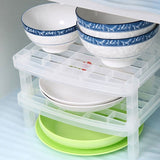 Tableware Dish Stacking Drain Rack Translucent Plastic Kitchen Storage Rack