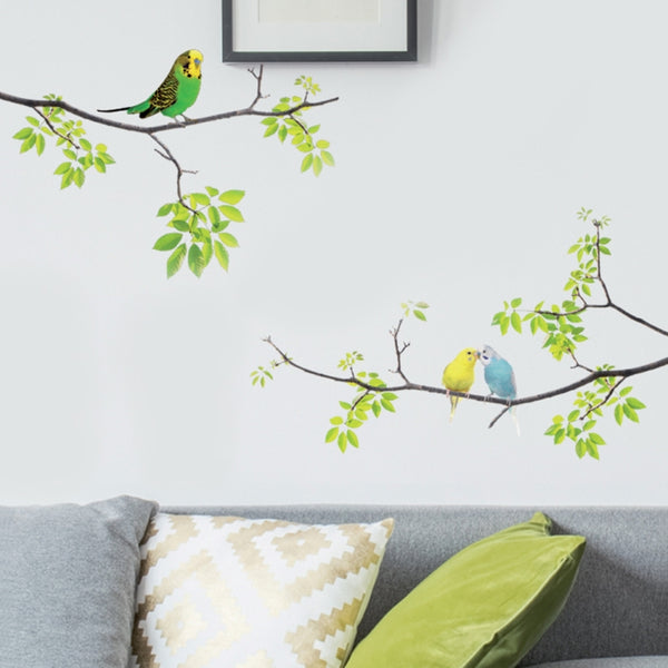 Fresh Branches Birds Wall Sticker Living Room TV Sofa Background Decoration, Fresh Branches Birds