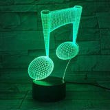 Music Note 3D Visual Light Touch Colorful Changing Decorative Table Lamp LED Night Light