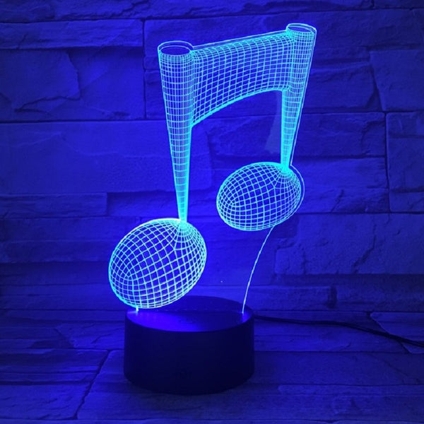 Music Note 3D Visual Light Touch Colorful Changing Decorative Table Lamp LED Night Light