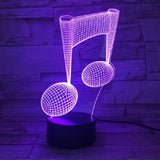 Music Note 3D Visual Light Touch Colorful Changing Decorative Table Lamp LED Night Light