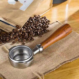 Stainless Steel Coffee Machine Filter Bracket Coffee Bottomless Wooden Handle, Coffee Machine Filter