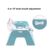 Transparent Water Cat Bowl Holder Dog Food Basin Oblique Mouth Adjustable Pet Bowl, Blue, White, Green