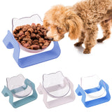 Transparent Water Cat Bowl Holder Dog Food Basin Oblique Mouth Adjustable Pet Bowl, Blue, White, Green