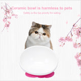 Pet Dog Ceramic Universal Non-slip Food Bowl Feeder, White Bowl + Orange Mat, White Bowl + Red Mat, Black Bowl + Black Mat