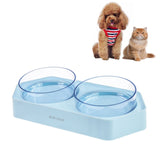 Pet Inclined Mouth Anti-tipping Dog and Cat Plastic Bowl Water Dispenser, Single Bowl, Double Bowl