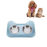 Stainless Steel Cat and Dog Double Bowl Leak-proof Drinking Water Pet Bowl, Dog Shape Pink, Dog Shape Blue, Dog Shape Green