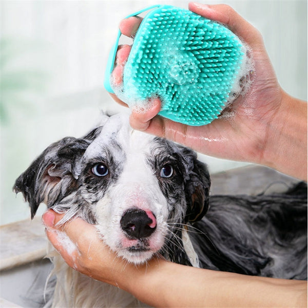 Pet Bath Massage Brush Dog Rub Bath Gloves with Brush, Rub Bath Gloves