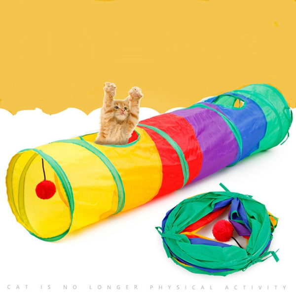 Foldable Cat Channel Rolling Dragon Environmental Protection Puzzle Pet Toy Rainbow Cat Tunnel, Cat Channel Rolling