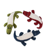 Plush Spelt Linen Sound Puzzle Simulation Crocodile Pet Toy, Blue, Green, Red