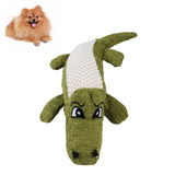 Plush Spelt Linen Sound Puzzle Simulation Crocodile Pet Toy, Blue, Green, Red