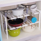 Stainless Steel Double Layer Adjustable Telescopic Sink Shelf Dishes Condiment Kitchen Rack, Kitchen Rack