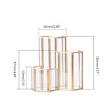 Golden Creative Hexagonal Combination Glass Multifunctional Storage Pen Holder Cosmetic Bucket, Cosmetic Bucket