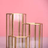 Golden Creative Hexagonal Combination Glass Multifunctional Storage Pen Holder Cosmetic Bucket, Cosmetic Bucket