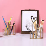 Golden Creative Hexagonal Combination Glass Multifunctional Storage Pen Holder Cosmetic Bucket, Cosmetic Bucket