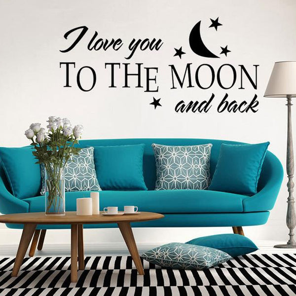 I Love You To The Moon Stars And Moon Cartoon Children Room English Rumors Wall Stickers, I Love You To The Moon Stars And Moon