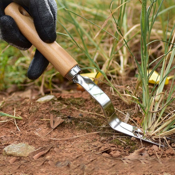 Thick Stainless Steel Weeder Wooden Handle Root Picking Tool, Wooden Handle Root Picking Tool