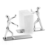 Pair Small Person Standing Decoration Creative Desk Bookshelf Metal Book Push Plate, Book Push Plate