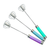 Stainless Steel Semi-automatic Stirring Press Rotary Egg Beater, 30cm, Random Color Delivery, Egg Beater