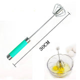 Stainless Steel Semi-automatic Stirring Press Rotary Egg Beater, 30cm, Random Color Delivery, Egg Beater