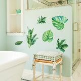 Summer Tropical Green Plant Leaves Living Room TV Wall Refrigerator Closet Decorative Wall Stickers, Summer Tropical Green