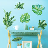 Summer Tropical Green Plant Leaves Living Room TV Wall Refrigerator Closet Decorative Wall Stickers, Summer Tropical Green