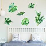 Summer Tropical Green Plant Leaves Living Room TV Wall Refrigerator Closet Decorative Wall Stickers, Summer Tropical Green