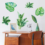 Summer Tropical Green Plant Leaves Living Room TV Wall Refrigerator Closet Decorative Wall Stickers, Summer Tropical Green