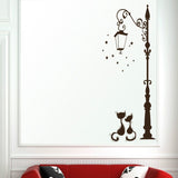 Street Lamp Cat Removed Environmentally Friendly Living Room Bedroom Wall Sticker, Street Lamp Cat