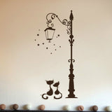 Street Lamp Cat Removed Environmentally Friendly Living Room Bedroom Wall Sticker, Street Lamp Cat