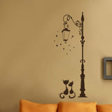 Street Lamp Cat Removed Environmentally Friendly Living Room Bedroom Wall Sticker, Street Lamp Cat