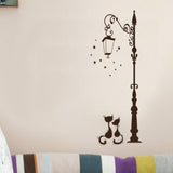 Street Lamp Cat Removed Environmentally Friendly Living Room Bedroom Wall Sticker, Street Lamp Cat