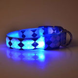 Plaid Pattern Rechargeable LED Glow Light Leads Pet Dog Collar for Small Medium Dogs, S, M, L, XL