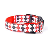 Plaid Pattern Rechargeable LED Glow Light Leads Pet Dog Collar for Small Medium Dogs, S, M, L, XL