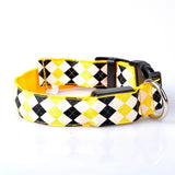 Plaid Pattern Rechargeable LED Glow Light Leads Pet Dog Collar for Small Medium Dogs, S, M, L, XL