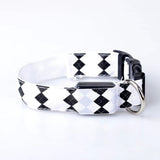 Plaid Pattern Rechargeable LED Glow Light Leads Pet Dog Collar for Small Medium Dogs, S, M, L, XL