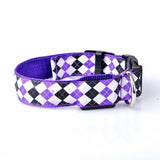 Plaid Pattern Rechargeable LED Glow Light Leads Pet Dog Collar for Small Medium Dogs, S, M, L, XL