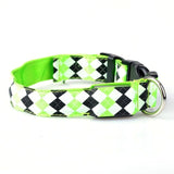 Plaid Pattern Rechargeable LED Glow Light Leads Pet Dog Collar for Small Medium Dogs, S, M, L, XL