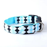 Plaid Pattern Rechargeable LED Glow Light Leads Pet Dog Collar for Small Medium Dogs, S, M, L, XL