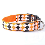 Plaid Pattern Rechargeable LED Glow Light Leads Pet Dog Collar for Small Medium Dogs, S, M, L, XL