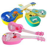 Small Simulation Musical Instrument Mini Four Strings Playable Ukulele Early Childhood Education Music Toy, Pink Rabbit, Light Blue Zebra, Pink Giraffe, Yellow Dinosaur, Blue Bear