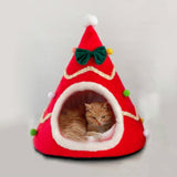 Three-dimensional Sponge Christmas Hat Shaped Pet Bed Nest Warmth Supplies, Small 38x45cm, Medium 45x55cm, Large 55x65cm