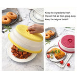 Flower Pattern Plastic Microwave Oven Breathable Splash-proof Food Cover Foldable Fresh-keeping Cover Random Color Delivery, Foldable Fresh-keeping Cover