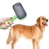 Pet Hair Removal Comb Automatic Hair Removal Brush Dog Hair Grooming Comb Cleaning Supplies, Green