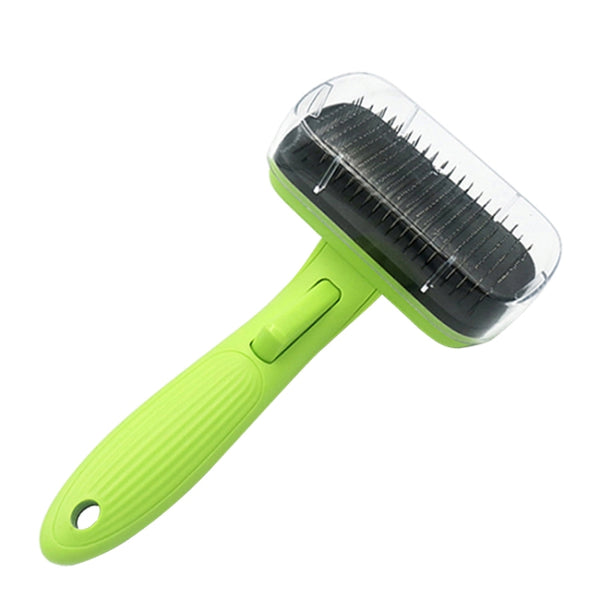 Pet Hair Removal Comb Automatic Hair Removal Brush Dog Hair Grooming Comb Cleaning Supplies, Green