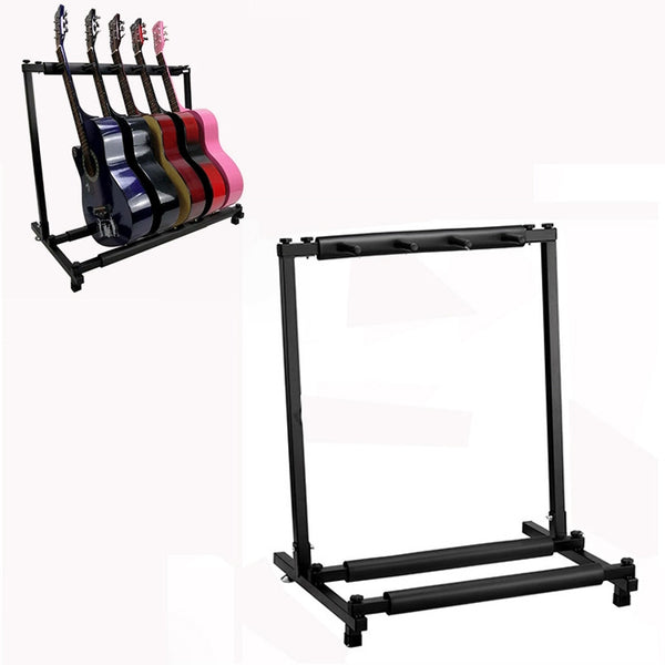 Foldable Long Metal Guitar Display Stand Shelf, Three Racks, Five Racks, Seven Racks, Nine Racks