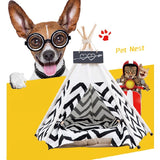 Striped Pattern Pet Tent Bed with Cushion, Small 40×40×50cm, Medium 50×50×60cm, Large 60×60×70cm