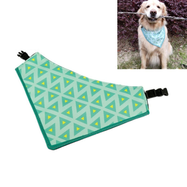 Pastoral Style Green Deometric Triangle Pet Scarf Three-layer Thickened Waterproof Saliva Towel, XS, S, M, L, XL, XXL