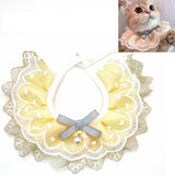 Pet Bib Adjustable Saliva Towel Lace Pearl Pendant Dog Collar, XS, S, M, L