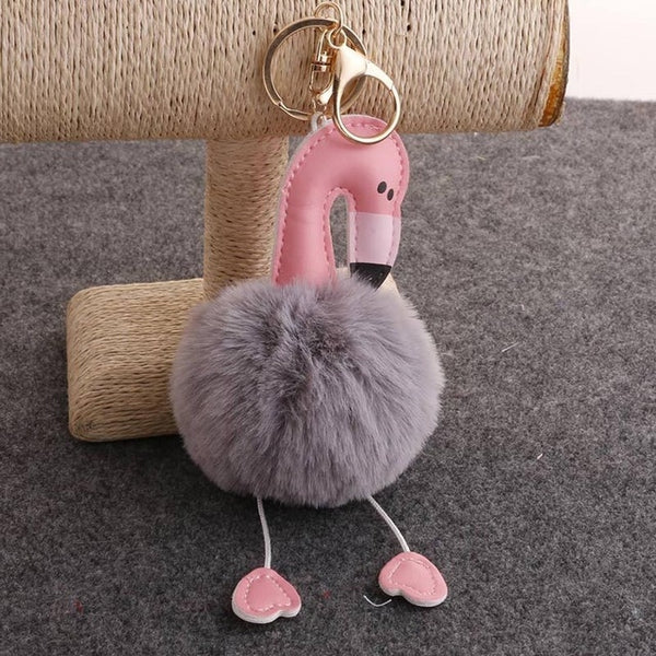 Flamingo Pompom Fluffy Plush Soft Keychain Pendant Stuffed Plush Keychains